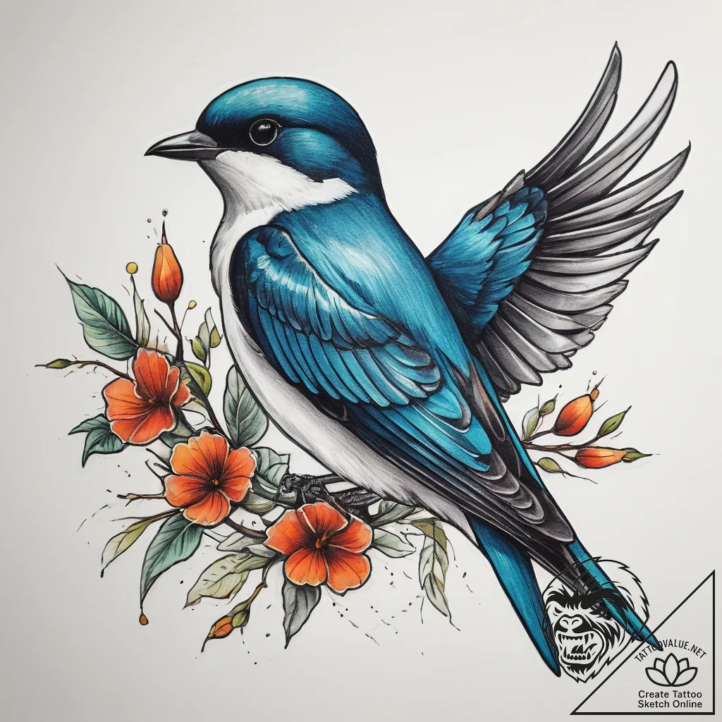 Tattoo sketch tree swallow, tattoo flash shee... - tattoo sketch (№1757645730_0, 12.09.2025 02:55) — tattoovalue.net