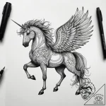 Tattoo sketch pegasus, ink illustration for t… – tattoo sketch (№1757645925_0, 12.09.2025 02:58) — tattoovalue.net