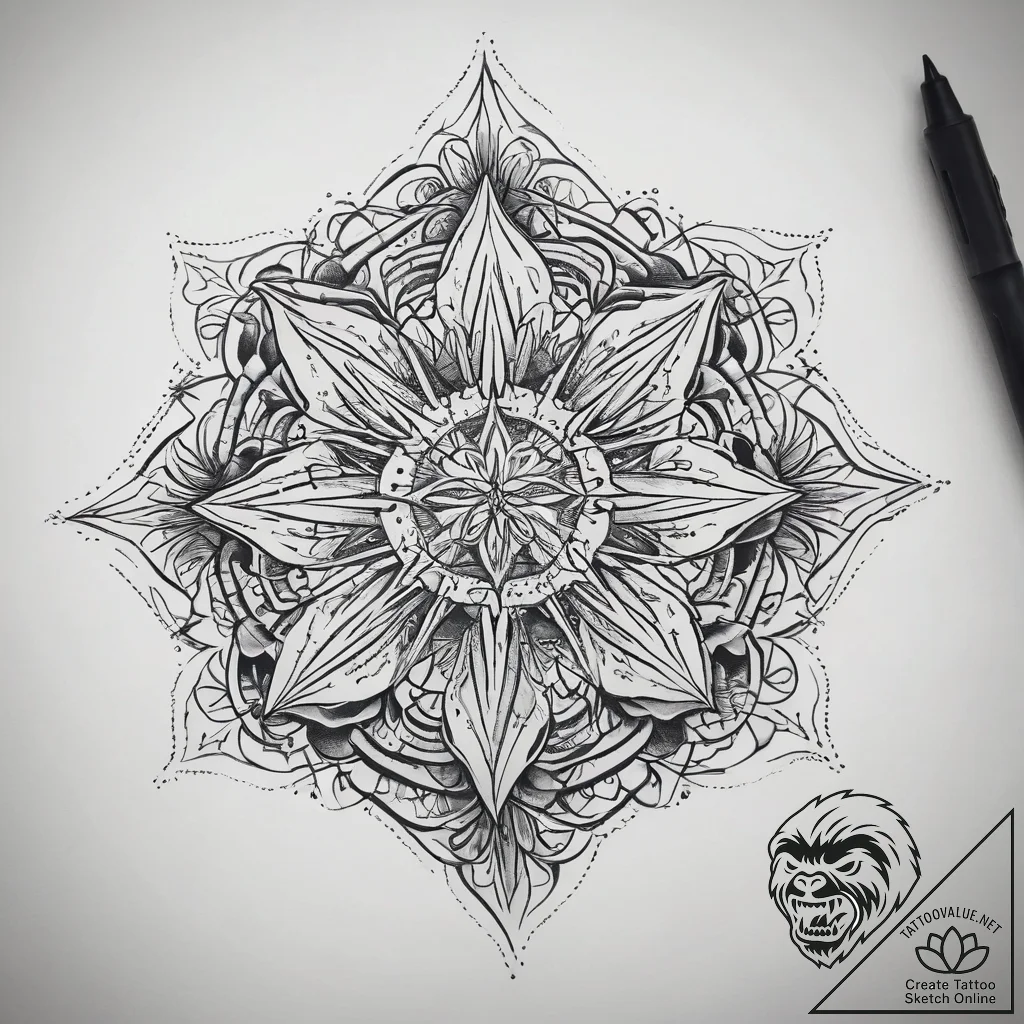 Tattoo sketch radiant - tattoo sketch (№1757647684_0, 12.09.2025 03:28) — tattoovalue.net