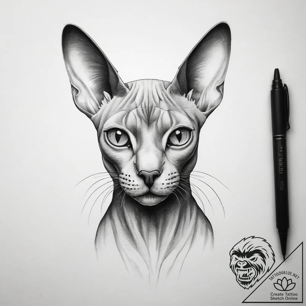 Tattoo sketch sphinx cat, tattoo sketch desig... - tattoo sketch (№1757649624_0, 12.09.2025 04:00) — tattoovalue.net