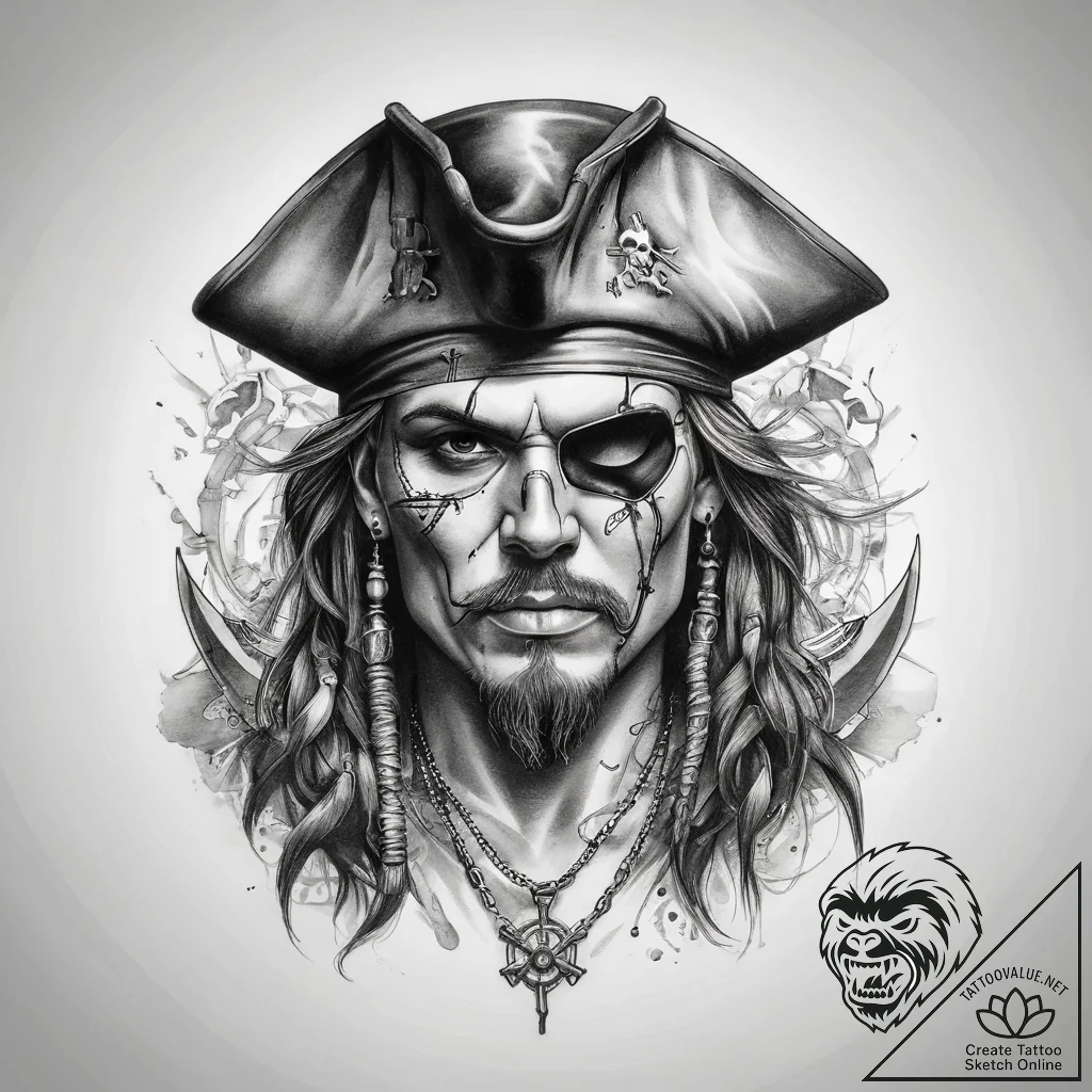 Tattoo sketch pirate tattoo - tattoo sketch (№1757649818_0, 12.09.2025 04:03) — tattoovalue.net
