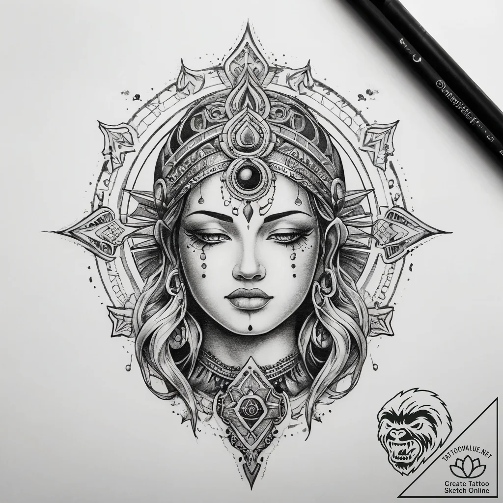 Tattoo sketch spiritual representation - tattoo sketch (№1757652146_0, 12.09.2025 04:42) — tattoovalue.net