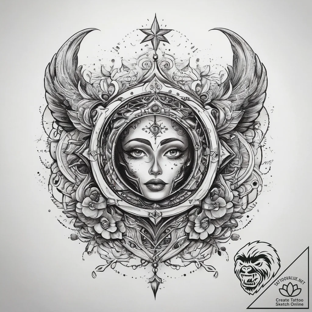 Tattoo sketch blessed universe, tattoo sketch... - tattoo sketch (№1757652341_0, 12.09.2025 04:45) — tattoovalue.net