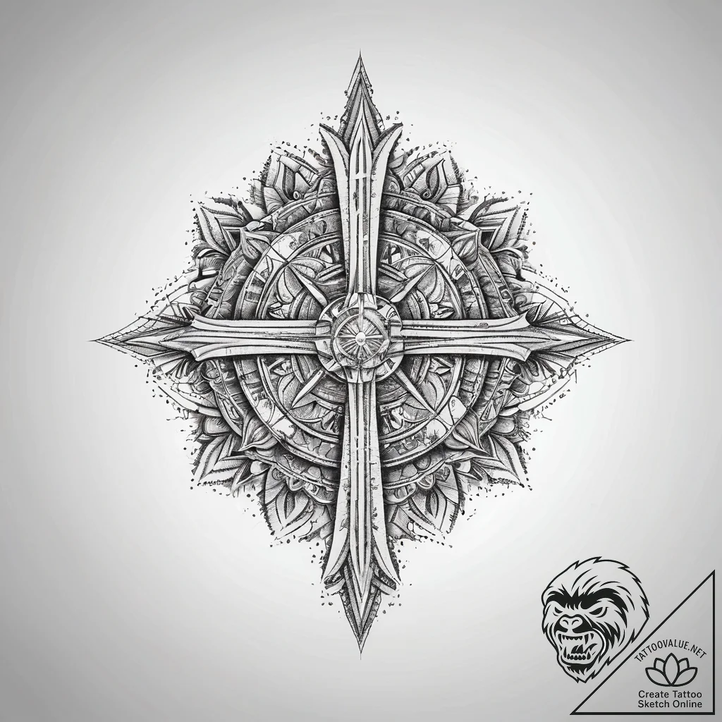 Tattoo sketch geometric location, ink illustr... - tattoo sketch (№1757653902_0, 12.09.2025 05:11) — tattoovalue.net
