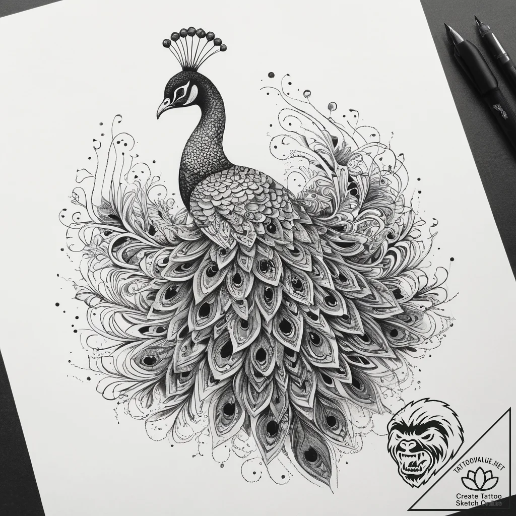 Tattoo sketch peacock tattoo, tattoo drawing... - tattoo sketch (№1757656249_0, 12.09.2025 05:50) — tattoovalue.net