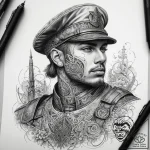 Tattoo sketch soldier with a pen, concept art… – tattoo sketch (№1757656835_0, 12.09.2025 06:00) — tattoovalue.net