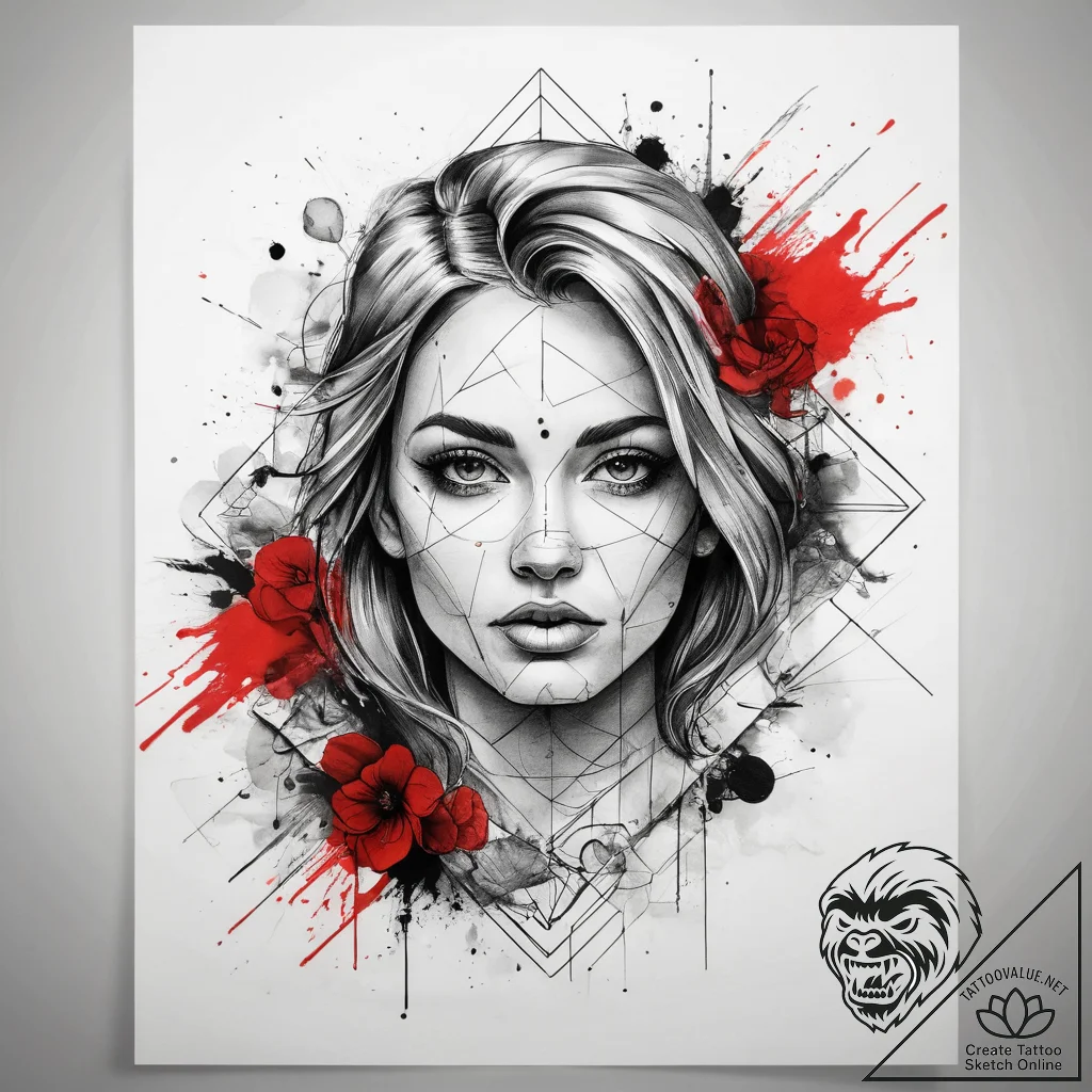Tattoo sketch geometric line, artistic tattoo... - tattoo sketch (№1757658980_0, 12.09.2025 06:36) — tattoovalue.net