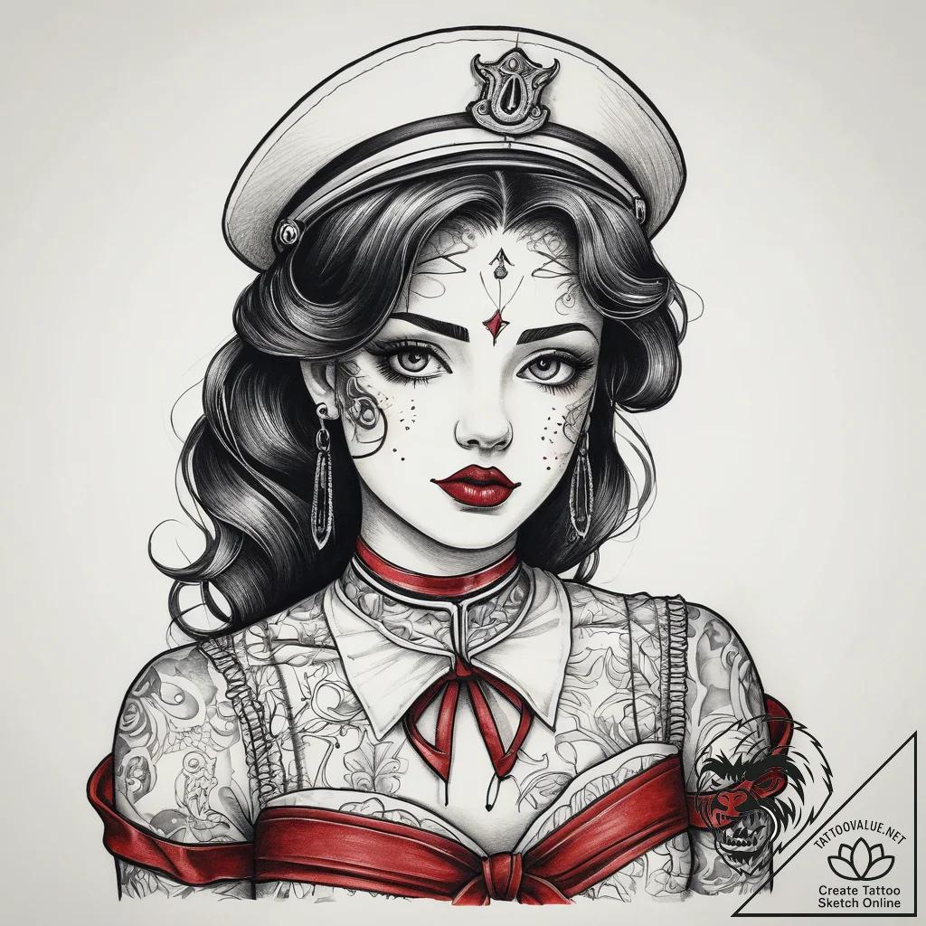 Tattoo sketch doll making a doll's dress, tat... - tattoo sketch (№1757659175_0, 12.09.2025 06:39) — tattoovalue.net
