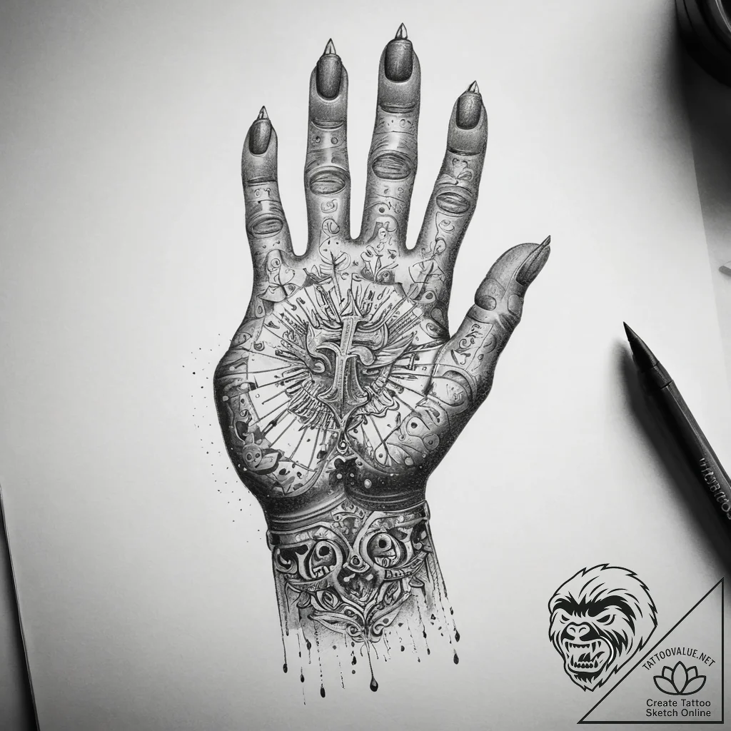 Tattoo sketch hands with a book, artistic tat... - tattoo sketch (№1757660146_0, 12.09.2025 06:55) — tattoovalue.net