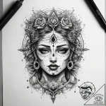 Tattoo sketch sacred character, tattoo flash… – tattoo sketch (№1757661700_0, 12.09.2025 07:21) — tattoovalue.net