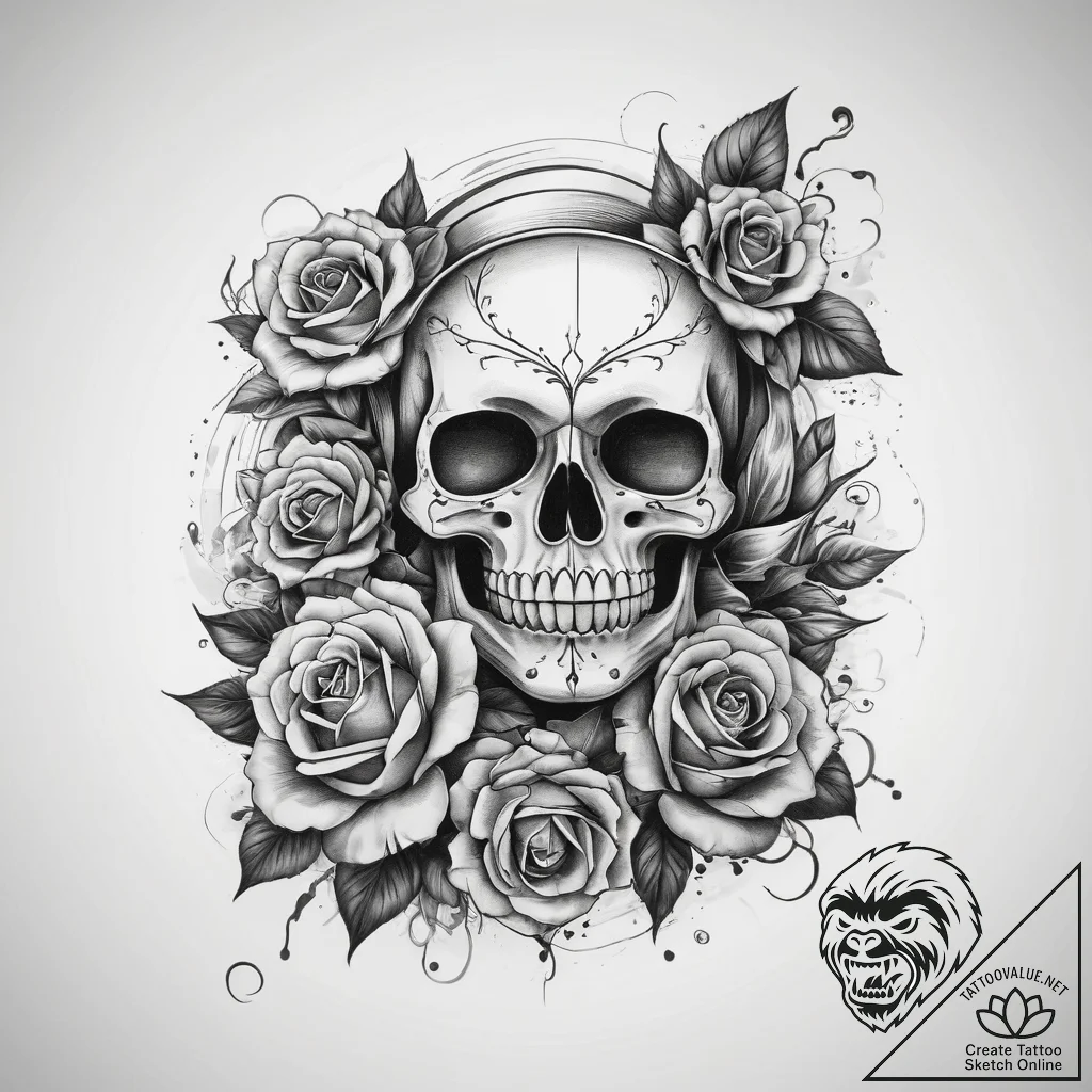 Tattoo sketch new school роза, tattoo drawing... - tattoo sketch (№1757665212_0, 12.09.2025 08:20) — tattoovalue.net