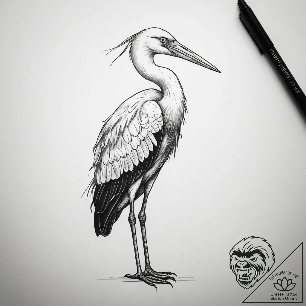 Tattoo sketch puns a stork that says "i'm a s... - tattoo sketch (№1757667352_0, 12.09.2025 08:55) — tattoovalue.net