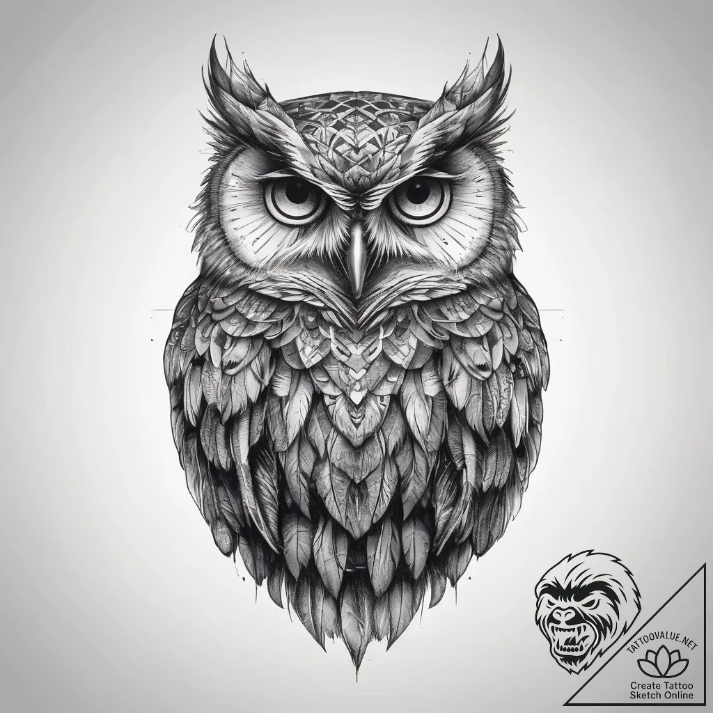 Tattoo sketch owl tattoo, ink illustration fo... - tattoo sketch (№1757667938_0, 12.09.2025 09:05) — tattoovalue.net