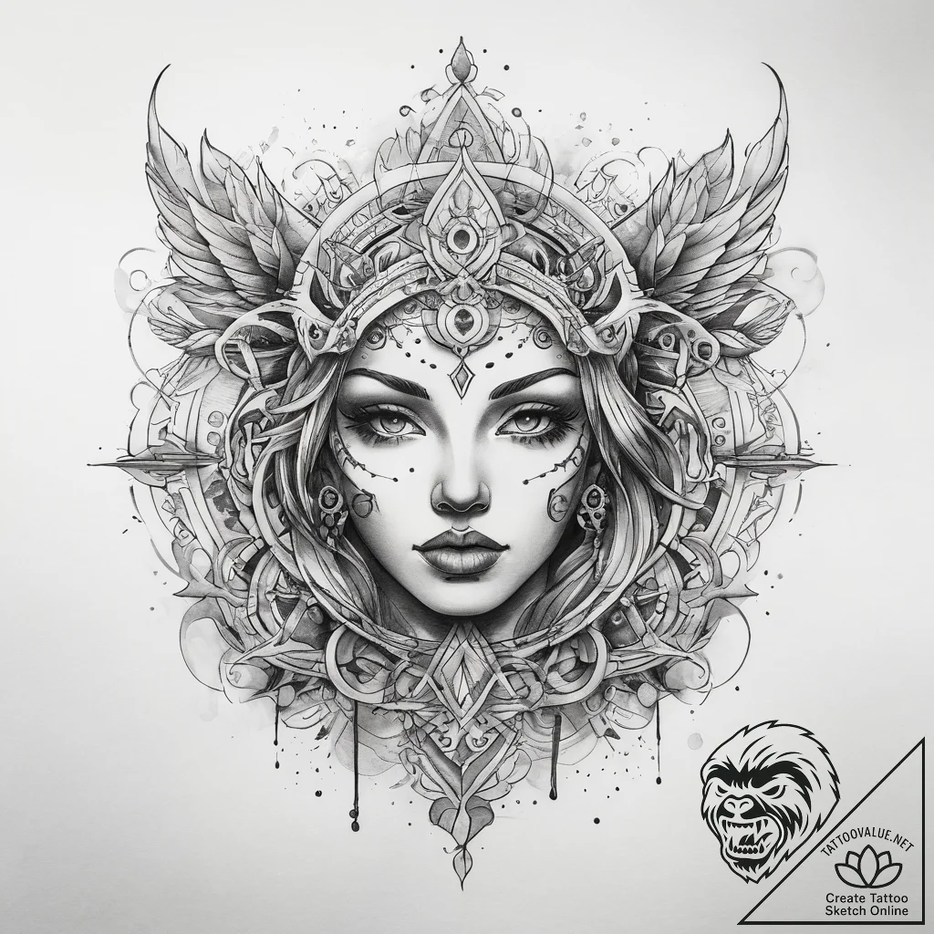 Tattoo sketch spiritual narrative, tattoo dra... - tattoo sketch (№1757668133_0, 12.09.2025 09:08) — tattoovalue.net