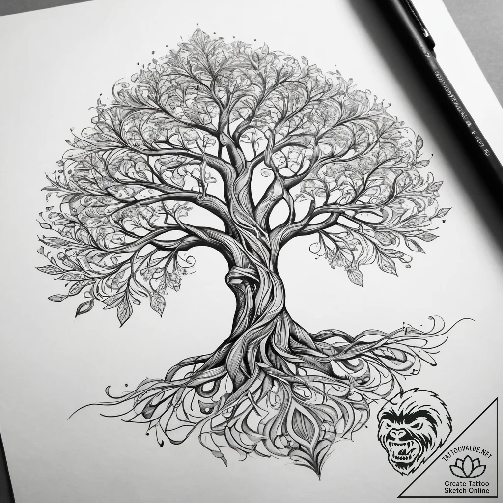 Tattoo sketch yggdrasil tree, tattoo drawing... - tattoo sketch (№1757669112_0, 12.09.2025 09:25) — tattoovalue.net