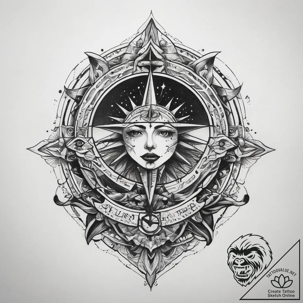 Tattoo sketch cosmic identity, tattoo sketch... - tattoo sketch (№1757669307_0, 12.09.2025 09:28) — tattoovalue.net