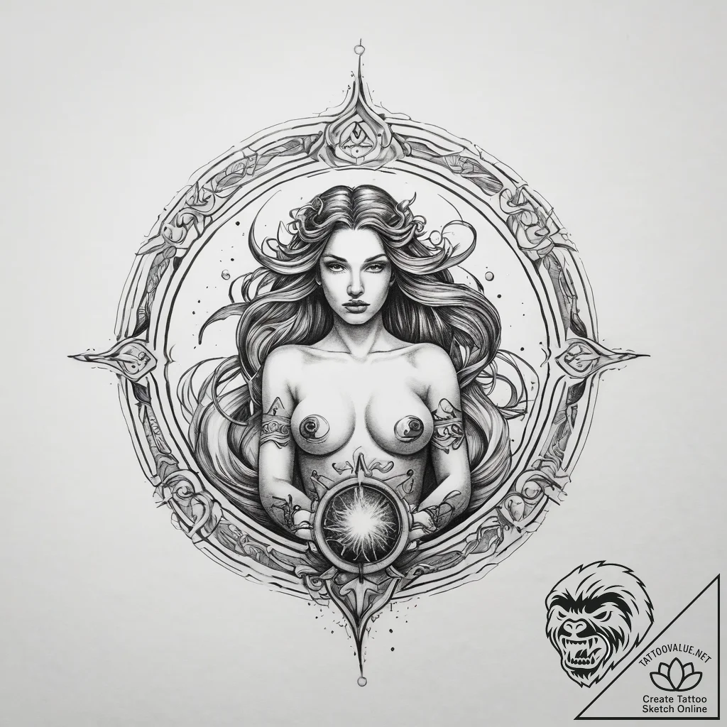 Tattoo sketch aquarius zodiac symbol - tattoo sketch (№1757670279_0, 12.09.2025 09:44) — tattoovalue.net