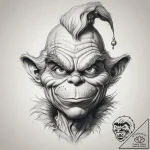 Tattoo sketch the grinch with a face, tattoo… – tattoo sketch (№1757670668_0, 12.09.2025 09:51) — tattoovalue.net