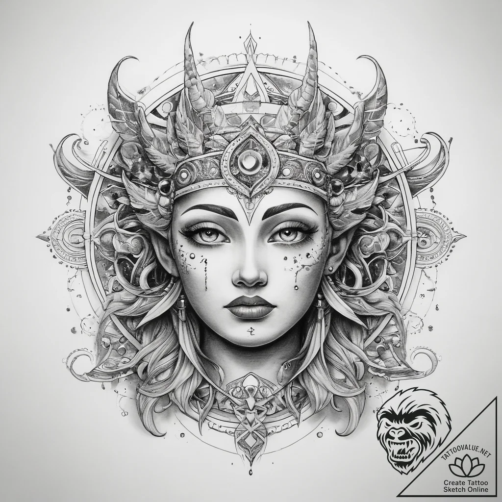 Tattoo sketch cosmic myth - tattoo sketch (№1757670863_0, 12.09.2025 09:54) — tattoovalue.net