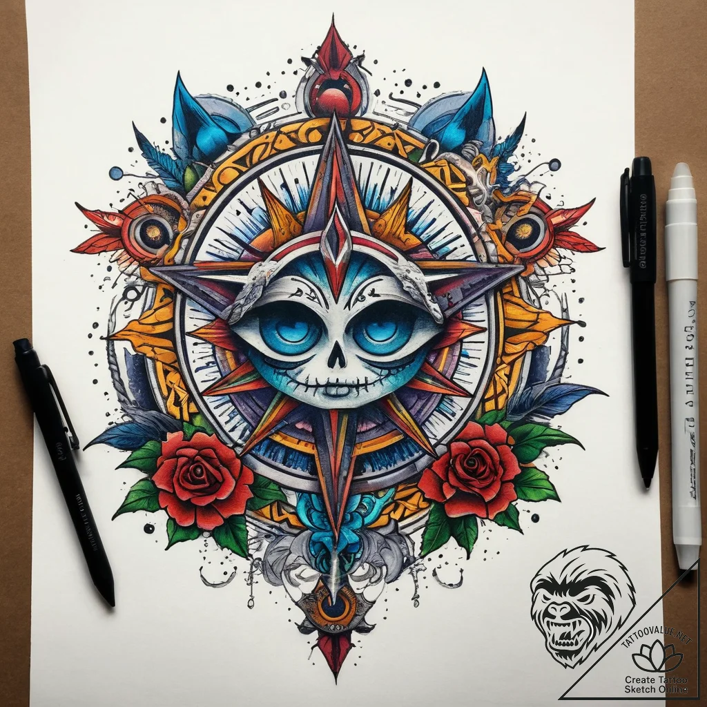 Tattoo sketch cosmic scene, concept art for t... - tattoo sketch (№1757671839_0, 12.09.2025 10:10) — tattoovalue.net