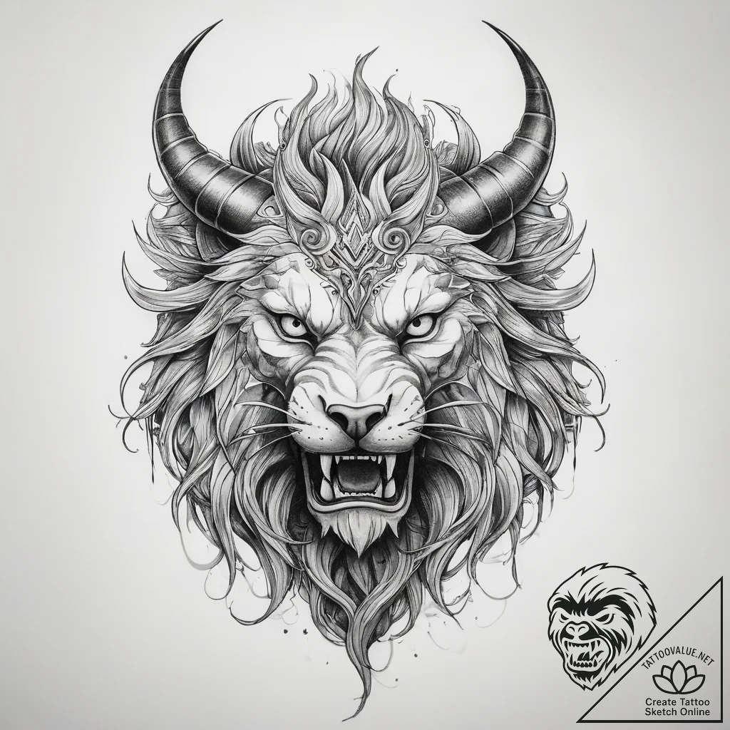 Tattoo sketch mythical beast - tattoo sketch (№1757672423_0, 12.09.2025 10:20) — tattoovalue.net
