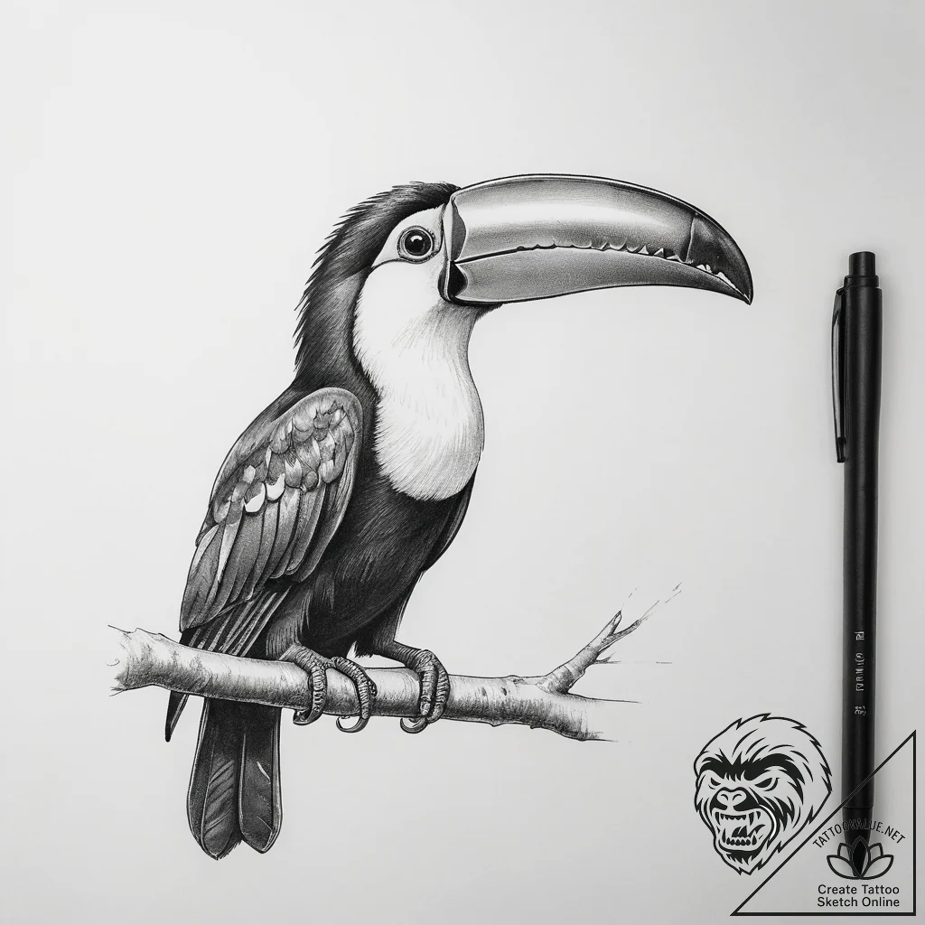 Tattoo sketch toucan - tattoo sketch (№1757673397_0, 12.09.2025 10:36) — tattoovalue.net