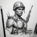 Tattoo sketch soldier with a needle, ink illu… – tattoo sketch (№1757673786_0, 12.09.2025 10:43) — tattoovalue.net