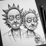 Tattoo sketch rick and morty duo portrait, ta… – tattoo sketch (№1757673981_0, 12.09.2025 10:46) — tattoovalue.net