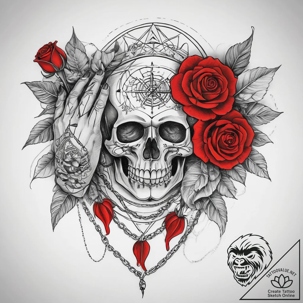 Tattoo sketch hands with a chain, artistic ta... - tattoo sketch (№1757674955_0, 12.09.2025 11:02) — tattoovalue.net