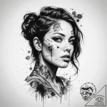 Tattoo sketch trash polka портрет – tattoo sketch (№1757677097_0, 12.09.2025 11:38) — tattoovalue.net