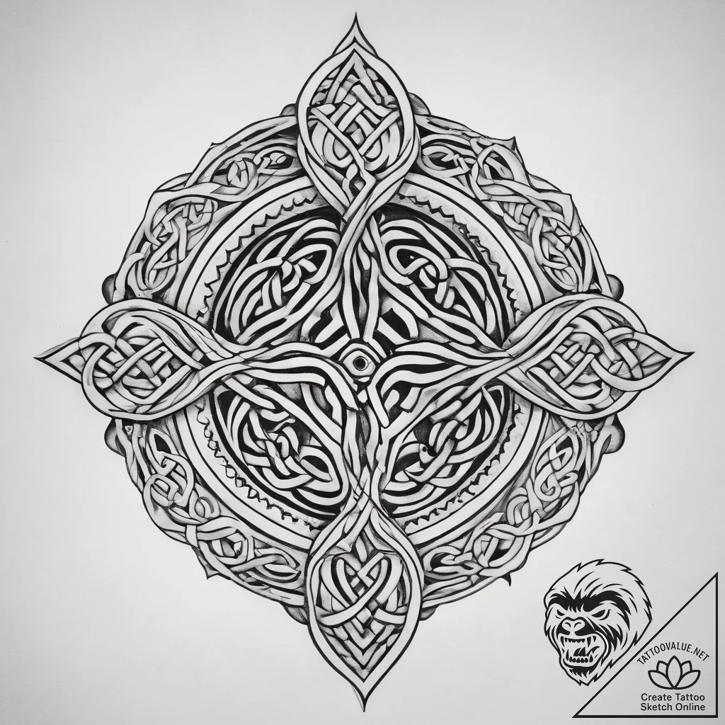 Tattoo sketch череп с кельтским узлом, artist... - tattoo sketch (№1757677677_0, 12.09.2025 11:47) — tattoovalue.net