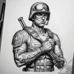 Tattoo sketch soldier with a letter, artistic… – tattoo sketch (№1757677873_0, 12.09.2025 11:51) — tattoovalue.net