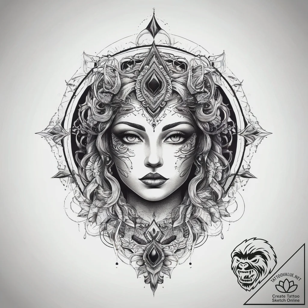 Tattoo sketch mystical essence, artistic tatt... - tattoo sketch (№1757682948_0, 12.09.2025 13:15) — tattoovalue.net