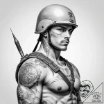 Tattoo sketch soldier with a needle, ink illu… – tattoo sketch (№1757683535_0, 12.09.2025 13:25) — tattoovalue.net