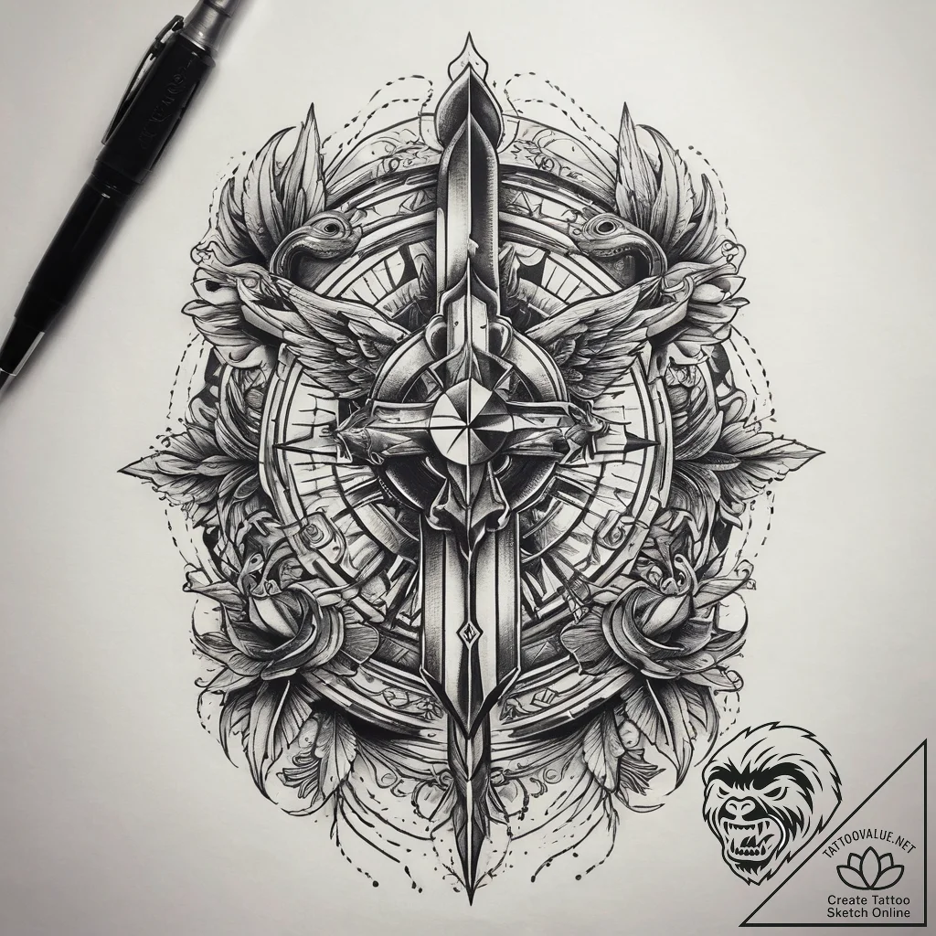 Tattoo sketch knife, artistic tattoo sketch,... - tattoo sketch (№1757683935_0, 12.09.2025 13:32) — tattoovalue.net