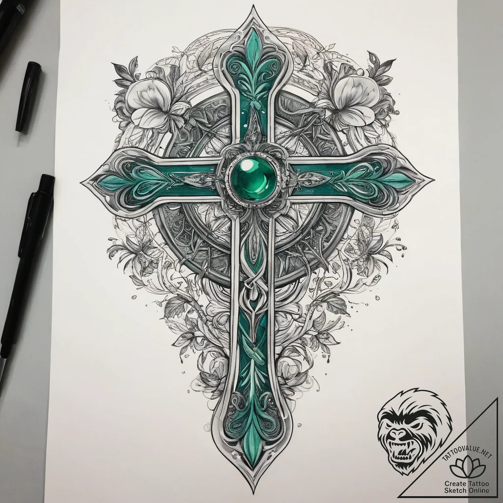 Tattoo sketch emerald, ink illustration for t... - tattoo sketch (№1757684559_0, 12.09.2025 13:42) — tattoovalue.net