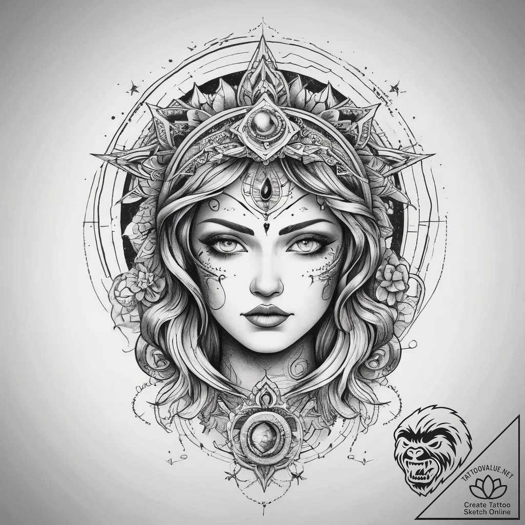 Tattoo sketch cosmic spirit, tattoo drawing o... - tattoo sketch (№1757684963_0, 12.09.2025 13:49) — tattoovalue.net