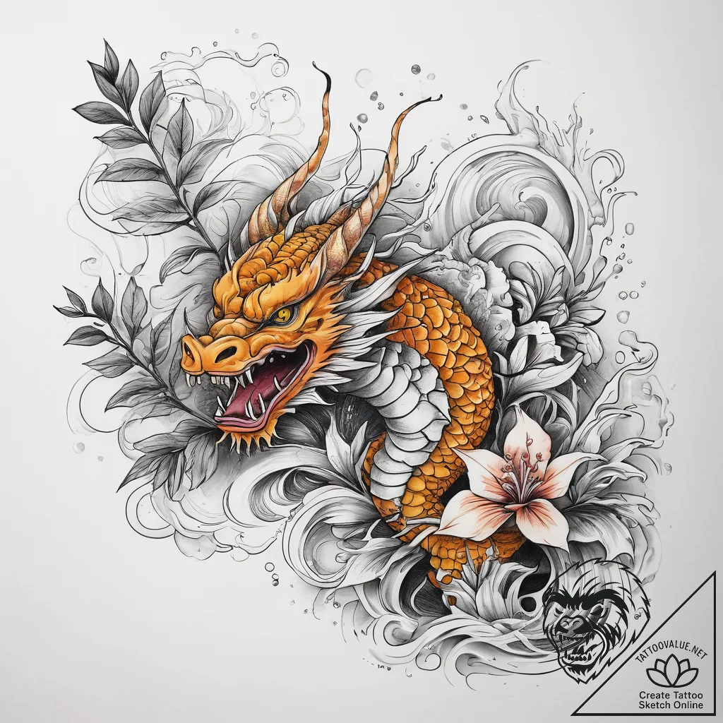 Tattoo sketch turmeric plant, ink illustratio... - tattoo sketch (№1757686804_0, 12.09.2025 14:20) — tattoovalue.net