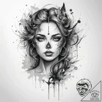 Tattoo sketch spirit, tattoo line art, on a c… – tattoo sketch (№1757688561_0, 12.09.2025 14:49) — tattoovalue.net