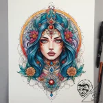 Tattoo sketch cosmic being, tattoo line art,… – tattoo sketch (№1757688949_0, 12.09.2025 14:55) — tattoovalue.net