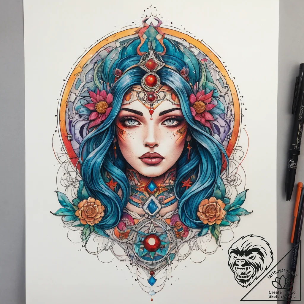 Tattoo sketch cosmic being, tattoo line art,... - tattoo sketch (№1757688949_0, 12.09.2025 14:55) — tattoovalue.net