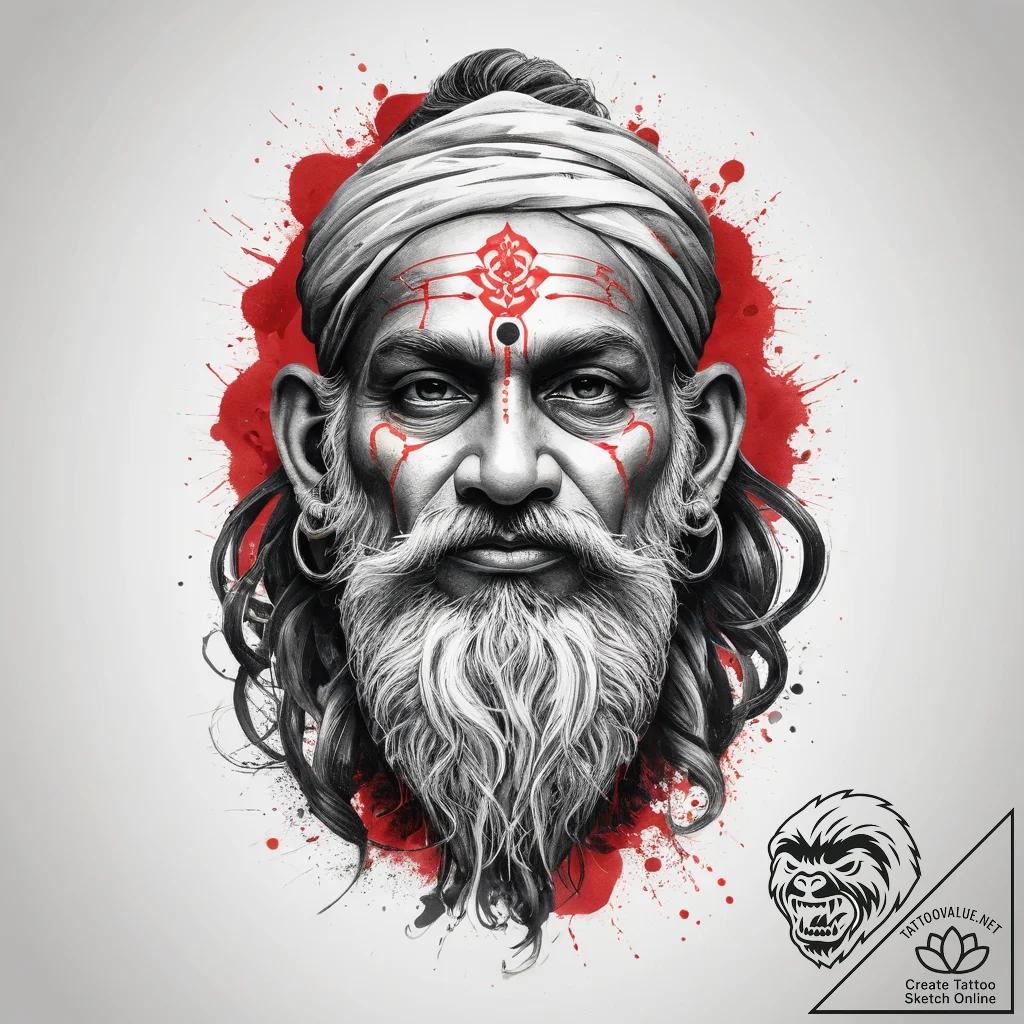 Tattoo sketch hindu sadhu, ink illustration f... - tattoo sketch (№1757689340_0, 12.09.2025 15:02) — tattoovalue.net