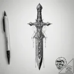 Tattoo sketch blackwork черный кинжал – tattoo sketch (№1757689536_0, 12.09.2025 15:05) — tattoovalue.net