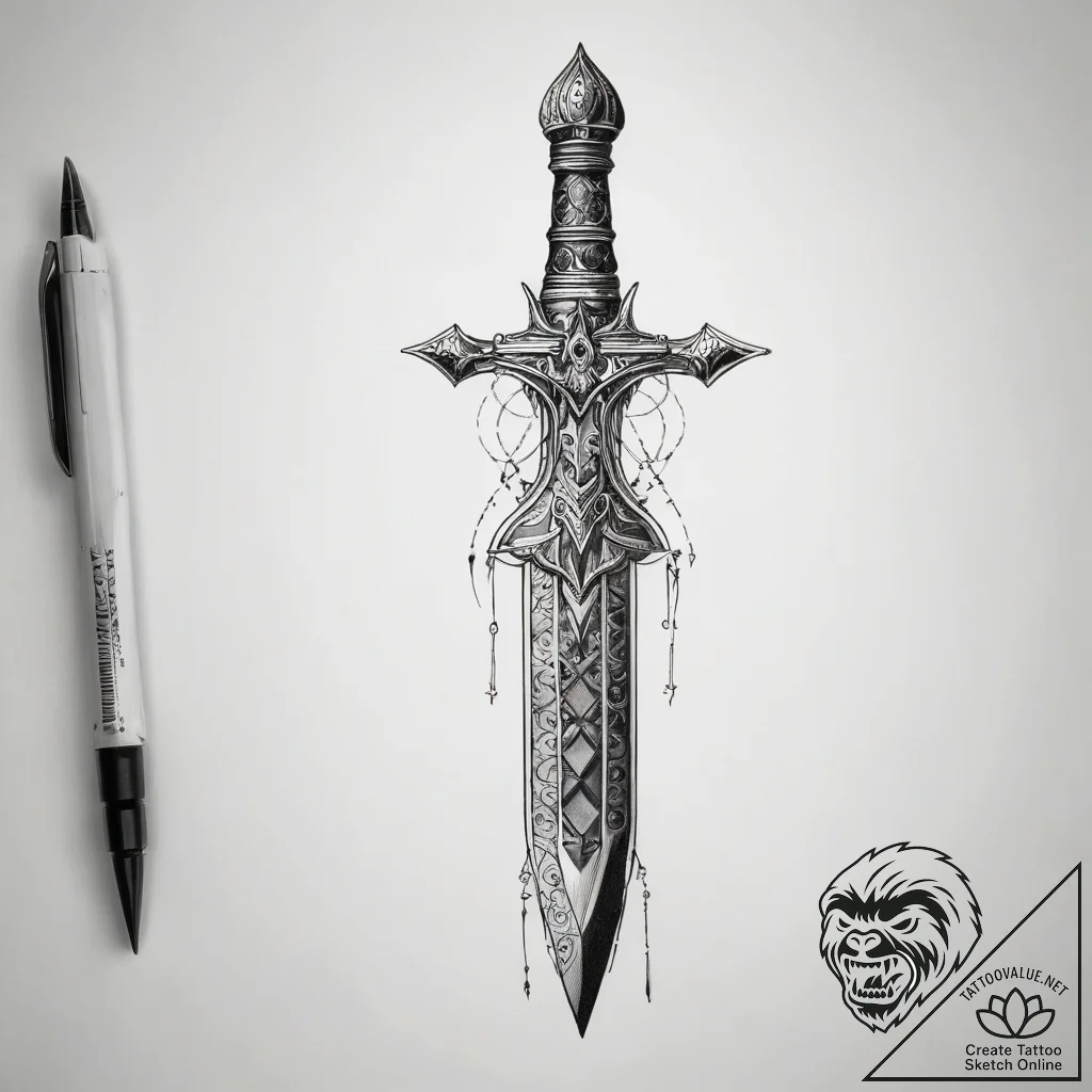 Tattoo sketch blackwork черный кинжал - tattoo sketch (№1757689536_0, 12.09.2025 15:05) — tattoovalue.net