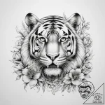 Tattoo sketch узор в виде тигра с цветами – tattoo sketch (№1757689731_0, 12.09.2025 15:08) — tattoovalue.net