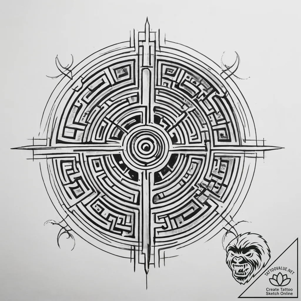 Tattoo sketch labyrinth - tattoo sketch (№1757691486_0, 12.09.2025 15:38) — tattoovalue.net