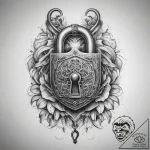Tattoo hands with a lock, ink illustration fo… – tattoo sketch (№1757691681_0, 12.09.2025 15:41) — tattoovalue.net