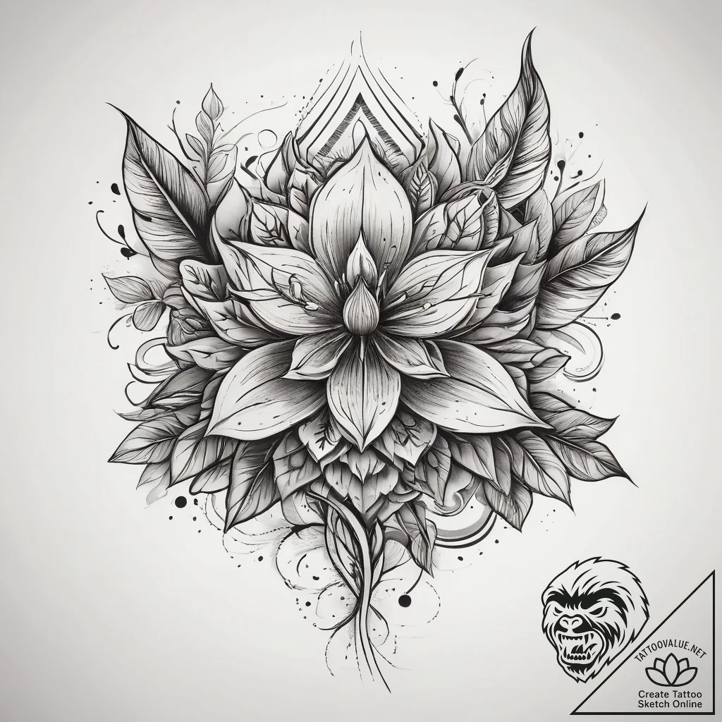 Tattoo sketch a symbolic plant, concept art f... - tattoo sketch (№1757692655_0, 12.09.2025 15:57) — tattoovalue.net