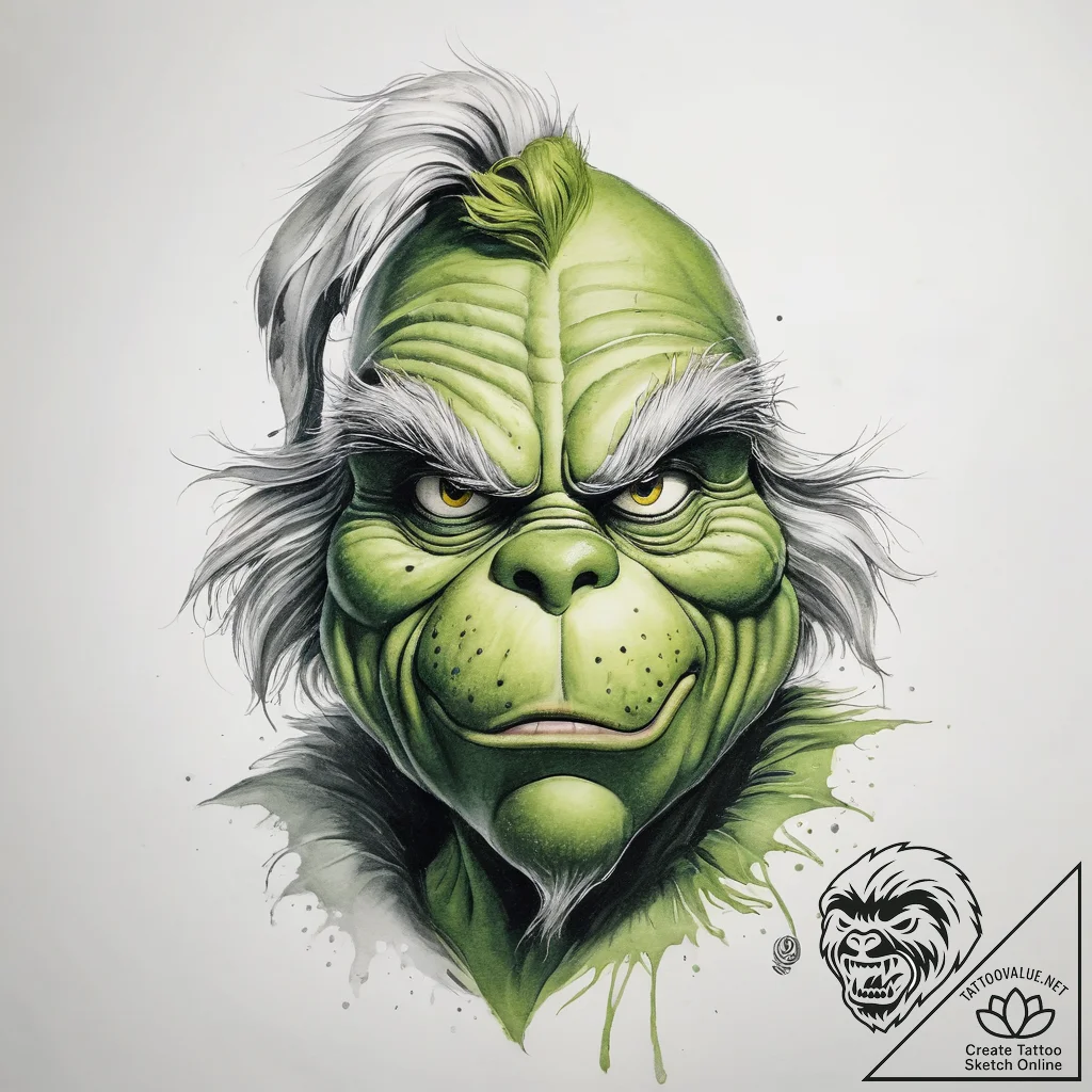 Tattoo sketch the grinch with a paw - tattoo sketch (№1757693630_0, 12.09.2025 16:13) — tattoovalue.net