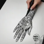 Tattoo sketch hands with a brush, ink illustr… – tattoo sketch (№1757693825_0, 12.09.2025 16:17) — tattoovalue.net